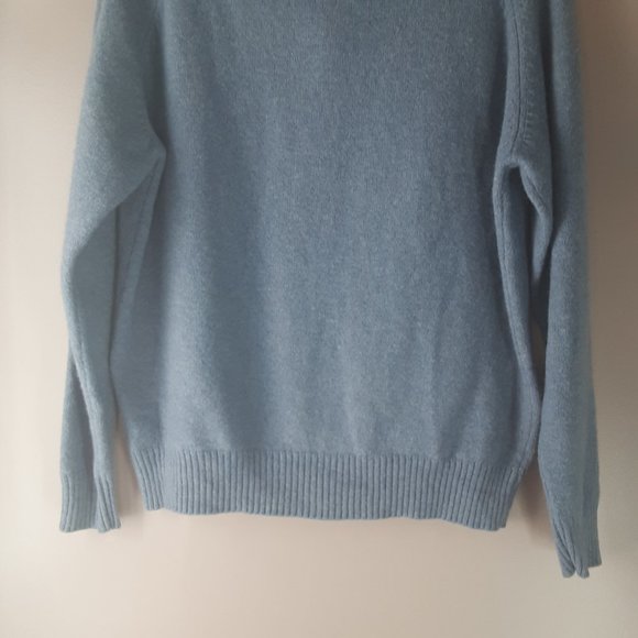 Sacoor Brothers Blue Cozy Soft Wool Blend Sweater, Half Zip - Picture 9 of 15